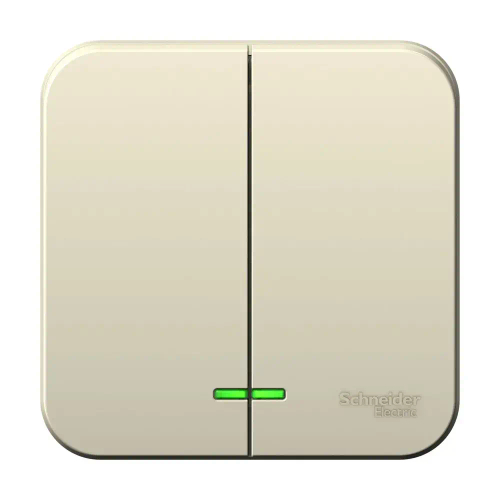 BLANCA О/У 2-клавишный ВЫКЛЮЧАТЕЛЬ (сх.5) с подсветкой, 6А, 250В, МОЛОЧНЫЙ