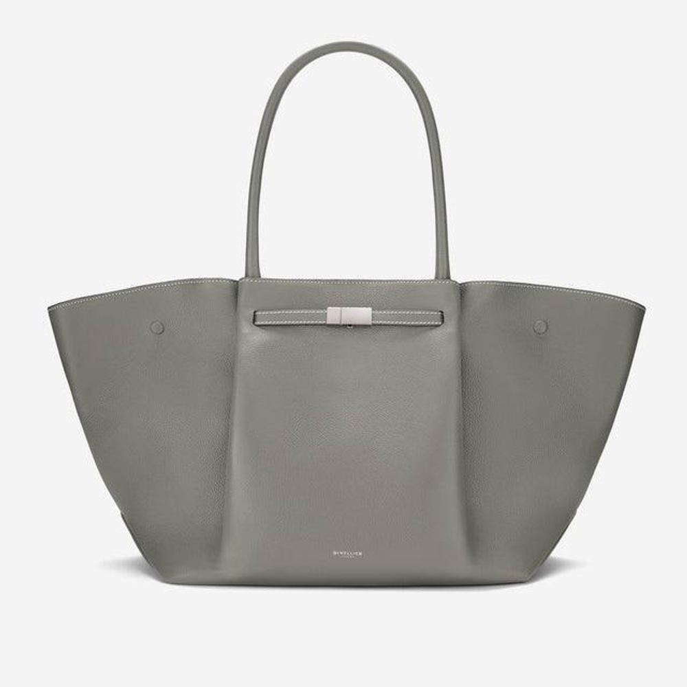 Сумка DeMellier The New York Stone Grey Small Grain Ecru Stitching