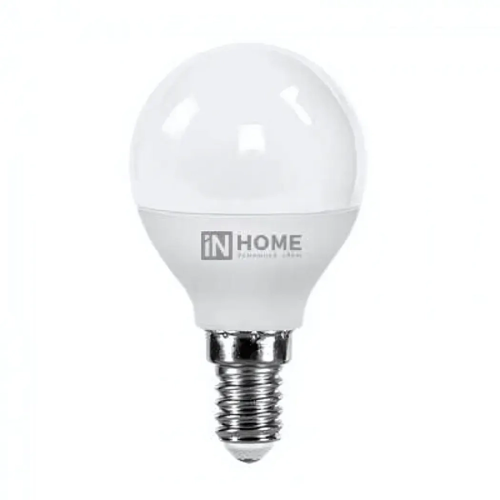 Лампа светодиодная IN HOME, Е14, 8Вт, Р45 (шар), 220Вт, 600Лм, 4000К
