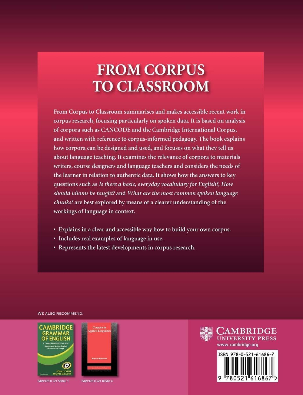 From Corpus to Classroom: Language Use and Language Teaching 1st Edition