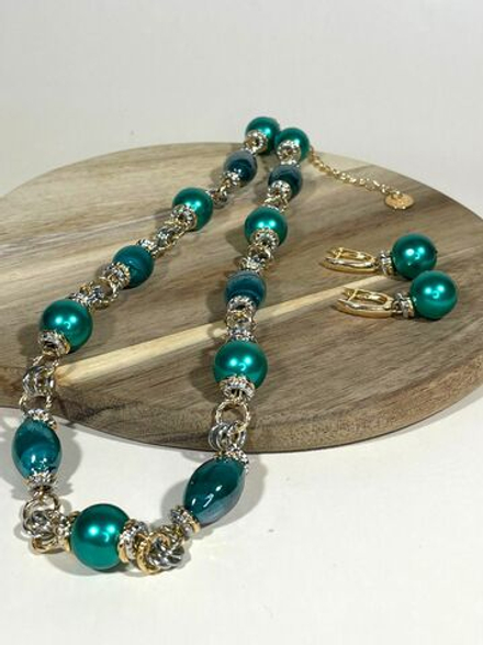 Комплект колье и серьги муранское стекло