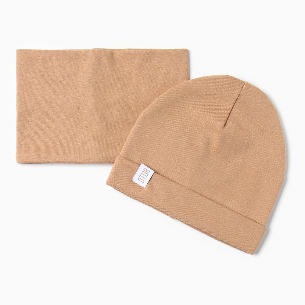 Шапочка детская со снудом, р. 44, шоколадный 10123897 (Крошка Я)