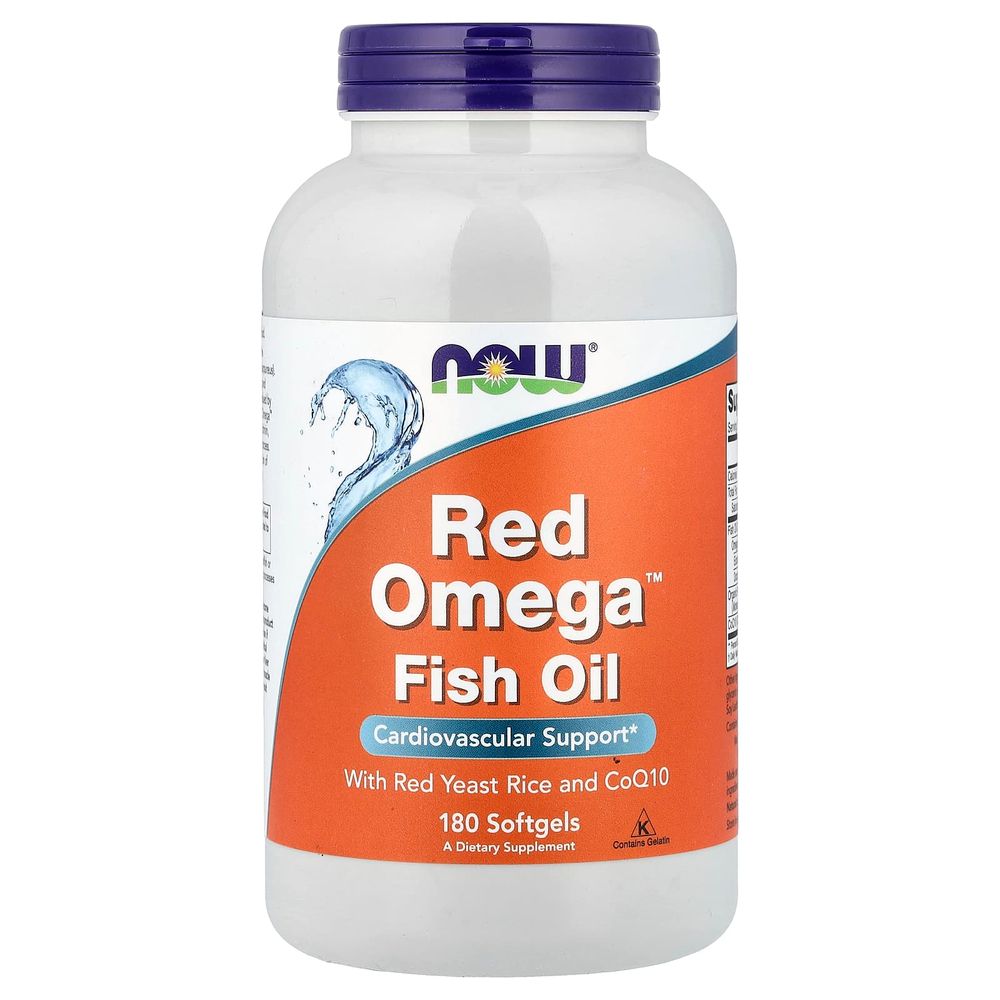 NOW Foods, Red Omega™, рыбий жир с красным ферментированным рисом и коэнзимом Q10, 180 капсул