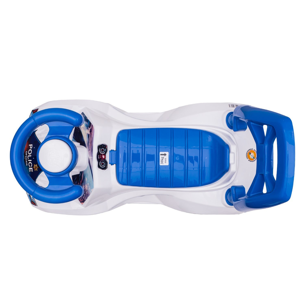 021в2/ПЭ/Игрушка Машина-каталка Ламбо Полиция, муз.руль, белый, эл.питания в комплекте/118