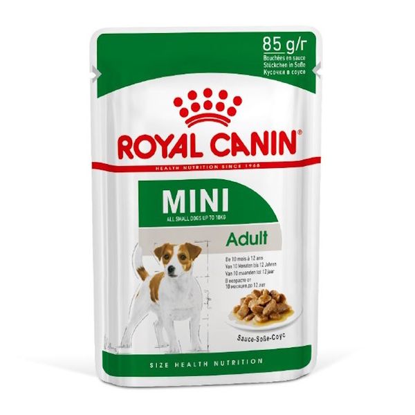 Пауч Royal Canin Mini Adult для взрослых собак мелких размеров от 10 месяцев, кусочки в соусе