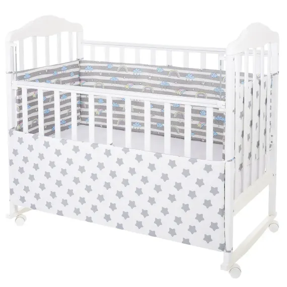 Бортики в кроватку Lemony kids Rainbow светло-серый 4 части
