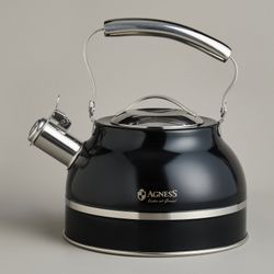ЧАЙНИК AGNESS СО СВИСТКОМ 2,7Л, ТЕРМОАККУМУЛИРУЮЩЕЕ ДНО, 304 СТАЛЬ, ИНДУКЦИЯ