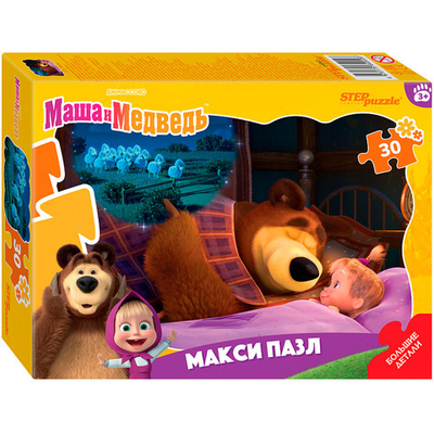 Пазл 30 МАКСИ Контурный Маша и Медведь 64002 Степ