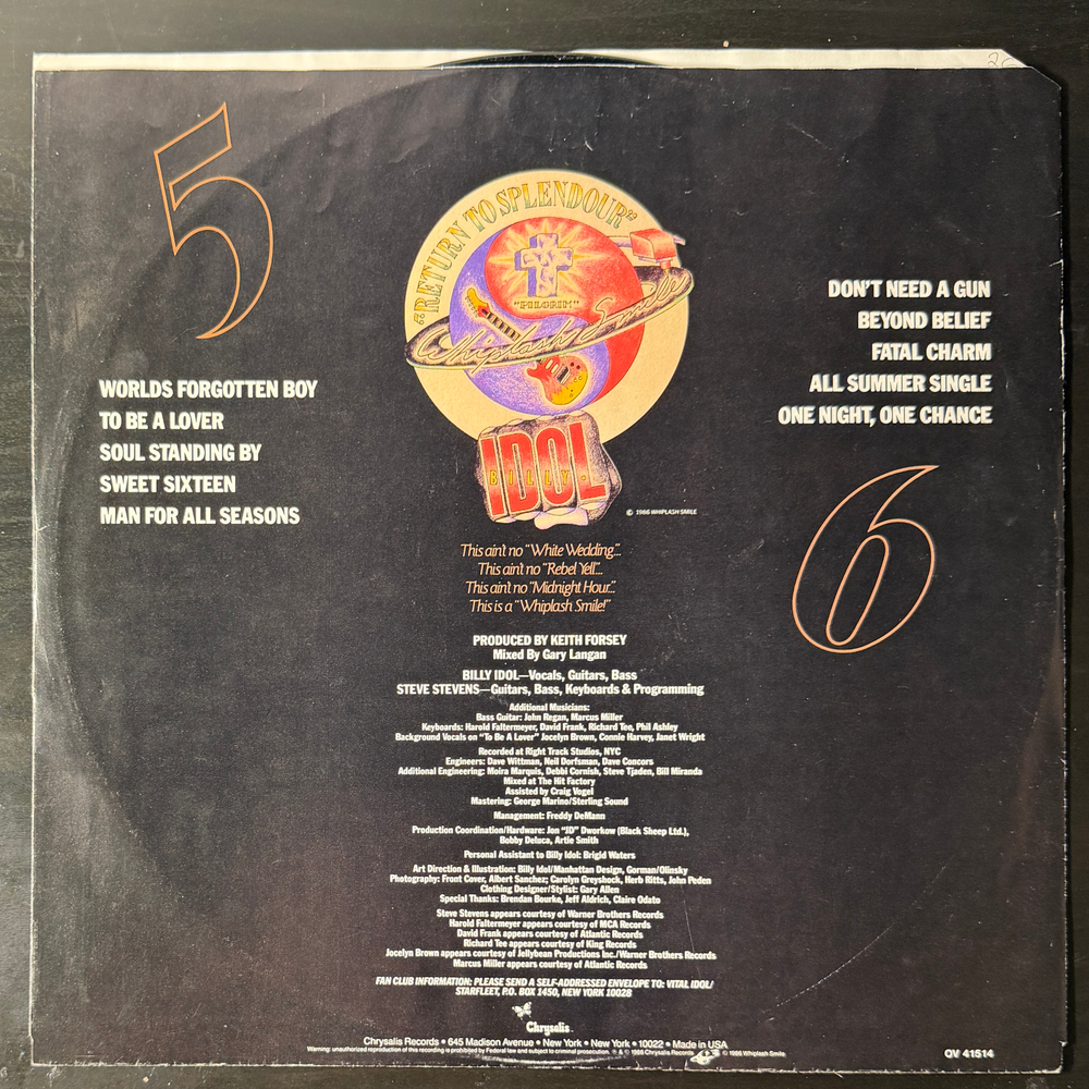 Billy Idol - Whiplash Smile (USA 1986г.)