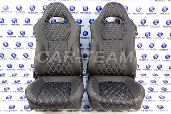 Сиденья "Recaro" (Рекаро) в сборе на ВАЗ 2108, 2109, 21099, 2113, 2114, 2115 из экокожи с узором "Одинарный ромб 4см"