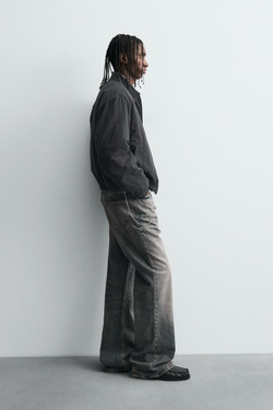 ZARA СТЕГАНАЯ КУРТКА ИЗ РЕЛЬЕФНОЙ ТКАНИ, УГОЛЬНЫЙ