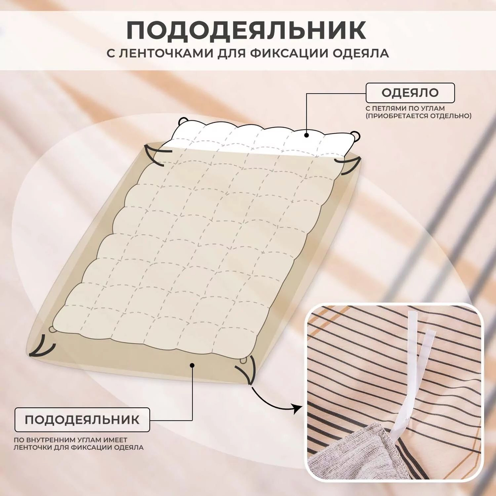 Комплект постельного белья Люкс Сатин 100% хлопок на резинке