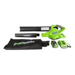 Greenworks GD40BVK3 40В воздуходув-пылесос аккумуляторный (1 x 4 Ач, ЗУ) 77.78 м/с 24227UE