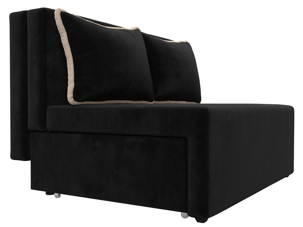 Диван прямой Лагуна, Черный\Бежевый, Велюр, 114437