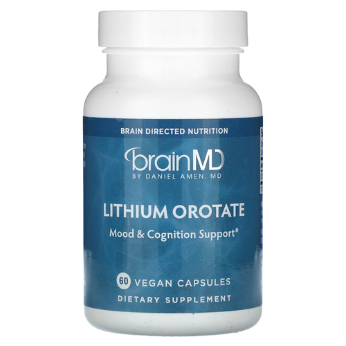 BrainMD, Оротат лития, 5 мг, 60 веганских капсул