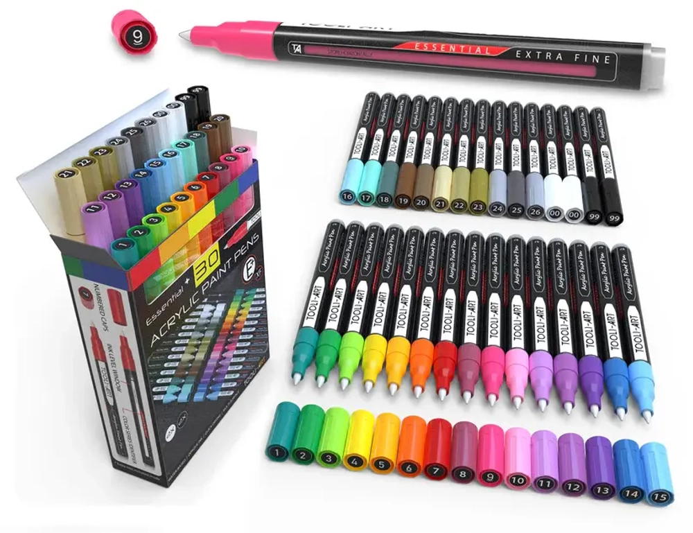(Essential) Tooli-Art 30 Acrylic Paint Pens 0.7mm Extra Fine