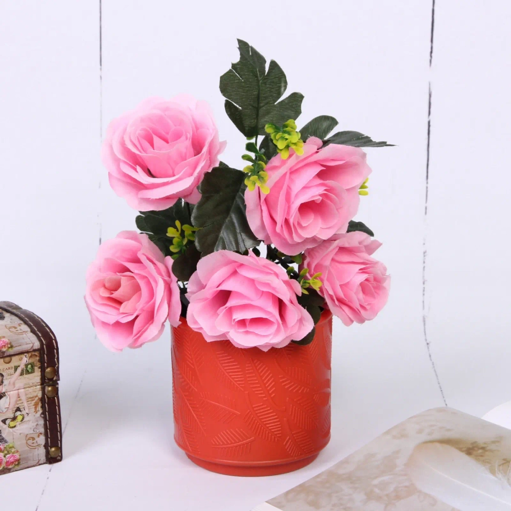 Ваза из пластика «Ивет» 10*10см цвет коралловый