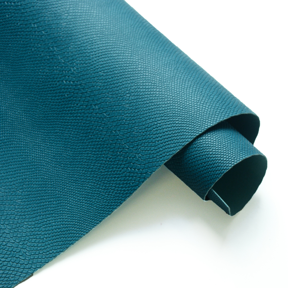 Кожзам переплетный с тиснением "Питон", темно-бирюзовый