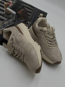 Кроссовки женские натуральная кожа арт. 283-3 цвет "бежево-коричневый"