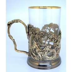 Подстаканник "Охота на Кабана" из латуни