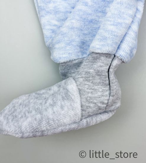 Комбинезон велюровый Голубой меланж (серая отделка)