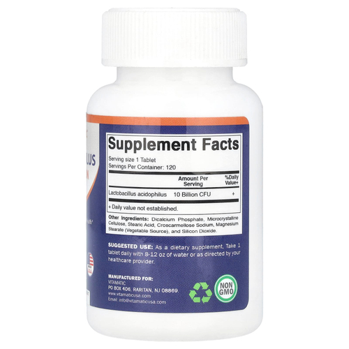 Vitamatic, Acidophilus, 10 млрд КОЕ, 120 таблеток