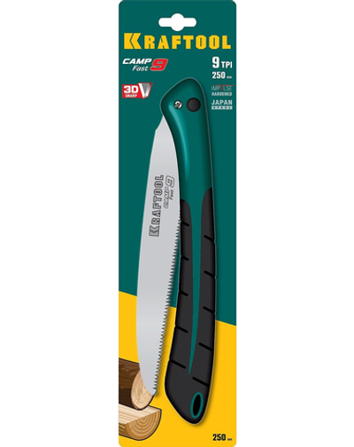 KRAFTOOL Camp Fast 9, 250 мм, ножовка для быстрого реза сырой древесины (15218)