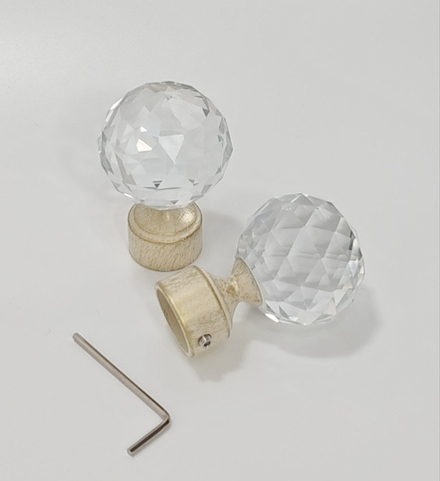 Наконечники "Шар с огранкой" для кованых карнизов d20 мм, цвет ваниль золото