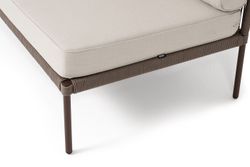 "Канны" правый модуль плетеный из роупа, каркас алюминий коричневый (RAL8016) муар, роуп коричневый круглый, ткань бежевая 035