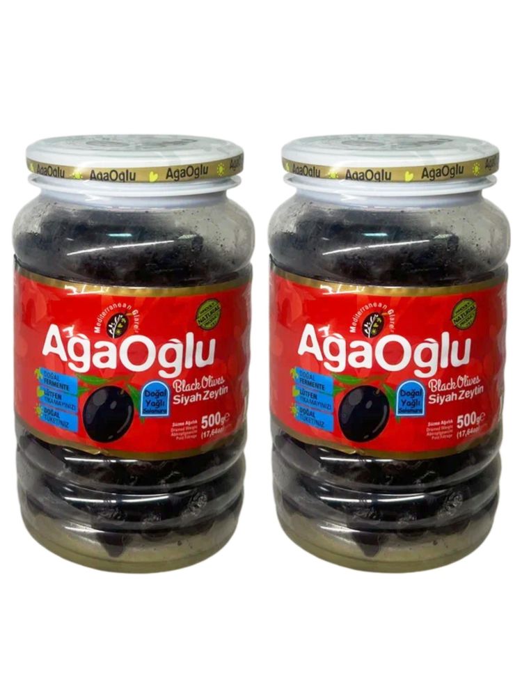 Маслины AgaOglu черные вяленые с косточкой 500 г x 2 шт