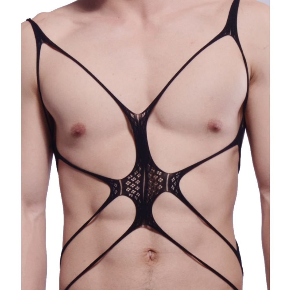 Мужское эротическое боди черное Romeo Rossi RR9114-9