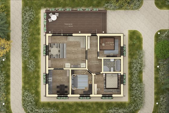 Проект одноэтажного дома &quot;Альфа&quot; 100 кв.м.