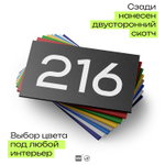 Номер на дверь 216, табличка на дверь для офиса, квартиры, кабинета, аудитории, склада, черная 120х70 мм, Айдентика Технолоджи