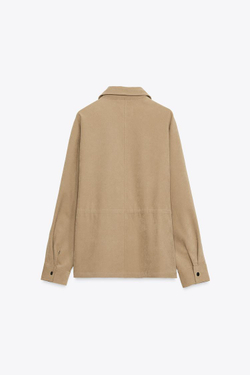 ZARA КУРТКА С КАРМАНАМИ И РЕГУЛИРУЕМОЙ ТАЛИЕЙ, МЯГКИЙ КАШТАНОВЫЙ