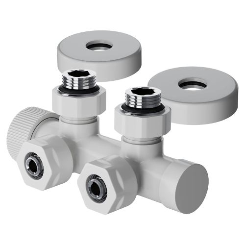 Узел нижнего подключения термостатический угловой Royal Thermo Design Pro 15мм М30х1,5 (Белый)