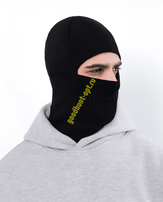 Тактическая вязаная балаклава шапка зимняя Черный