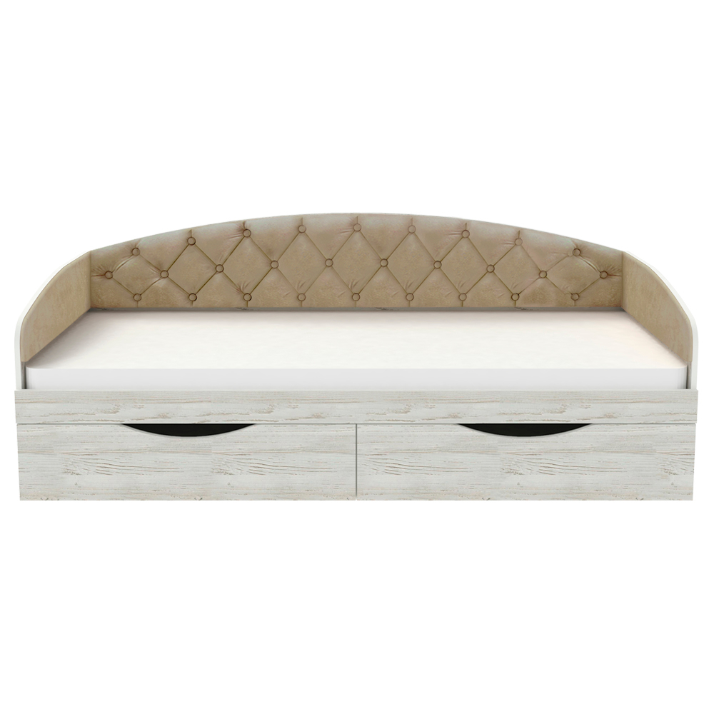 Кровать односпальная КарИВи Беллуччи с каретной стяжкой 80х190 Винтерберг Беж