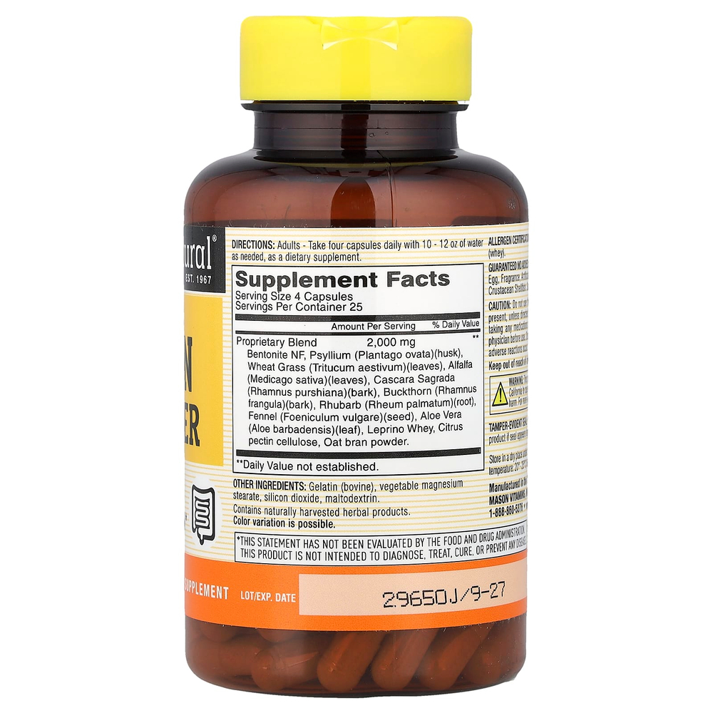 Mason Natural, Очищающее травяное средство для кишечника, 100 капсул