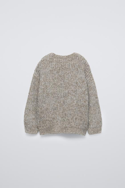 ZARA СВИТЕР ИЗ СМЕСОВОГО ТРИКОТАЖА, СВЕТЛО-БЕЖЕВЫЙ