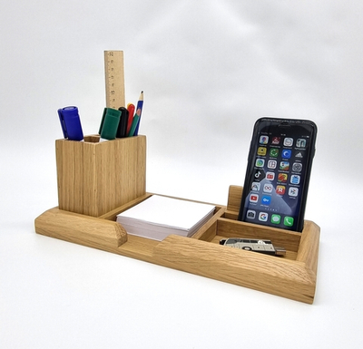 Подставка-органайзер для канцелярии, дуб;H=110,L=300,B=140мм