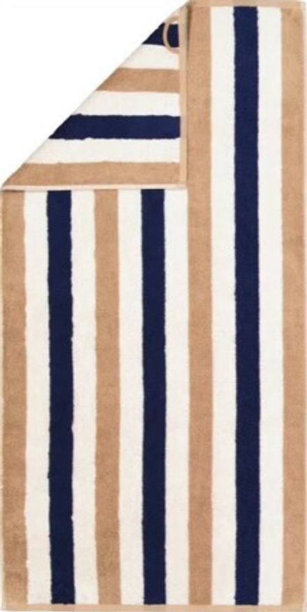 Полотенце 30х50 Cawo 6213 бежевое/синее