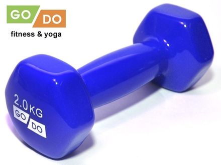 Гантель GO DO в виниловой оболочке.  Вес 2  кг.  (Синий)