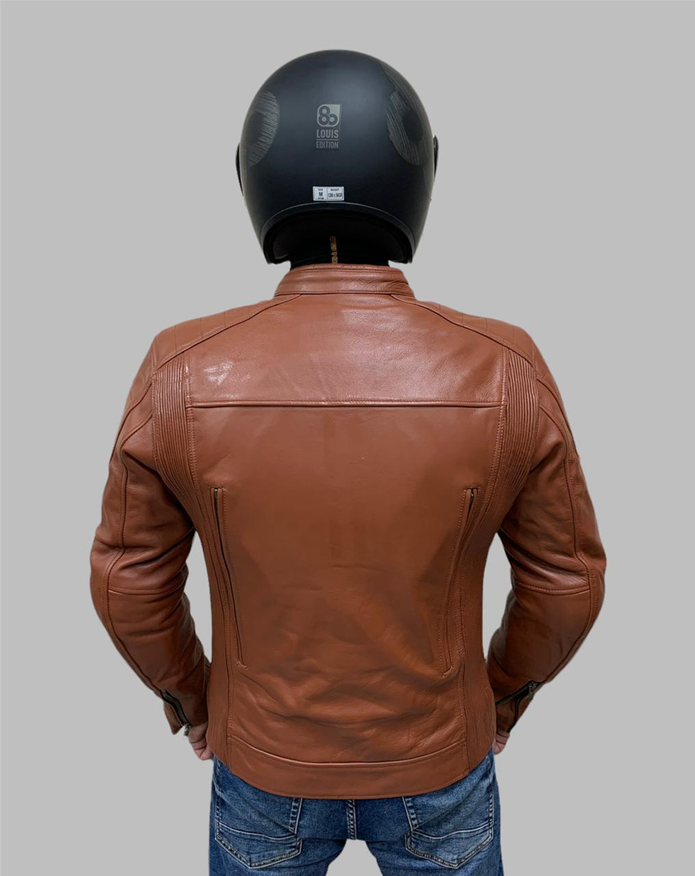 Мотокуртка кожаная классическая BERG Classic Biker Jacket BROWN 54