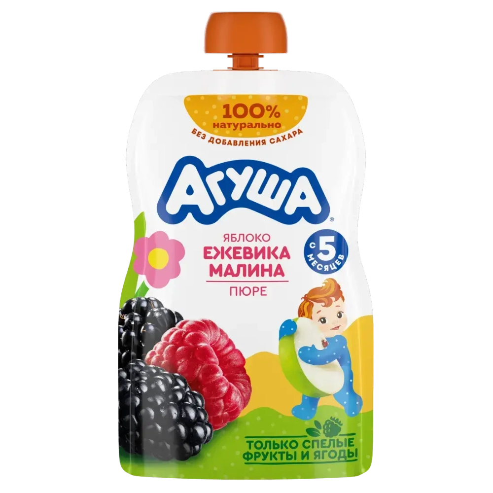 Агуша пюре фруктовое 90г Яблоко-ежевика-малина