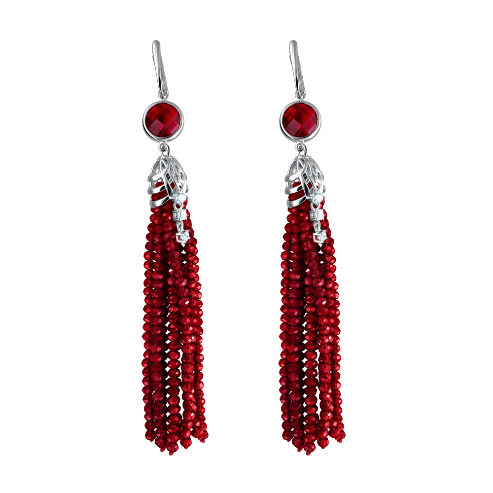 Серьги с фианитом из серебра 925 пробы JA-S-511129-3
