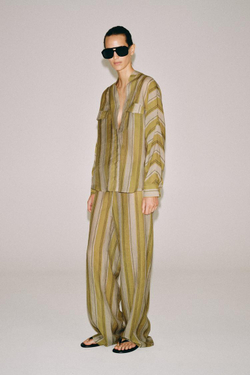 ZARA РУБАШКА В ПОЛОСКУ ZW COLLECTION, ЗЕЛЕНАЯ ПОЛОСА
