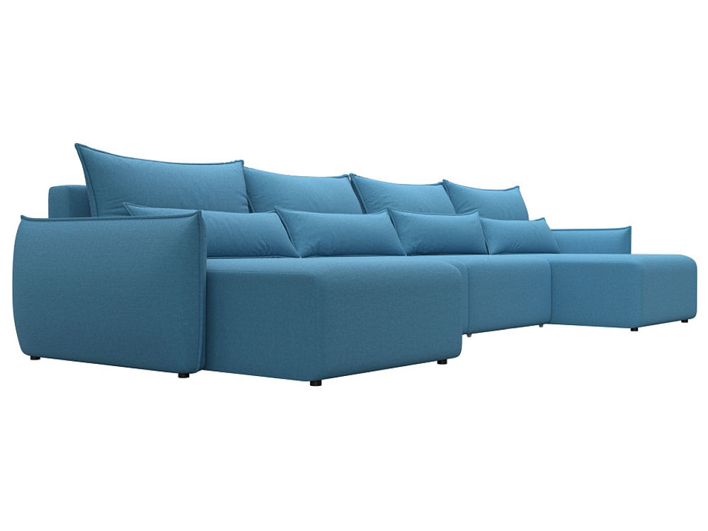 Диван П-образный Лига-051 НПБ Лонг РОГОЖКА Амур 10 голубой