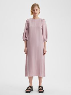 Платье с пышными рукавами цвета пудры