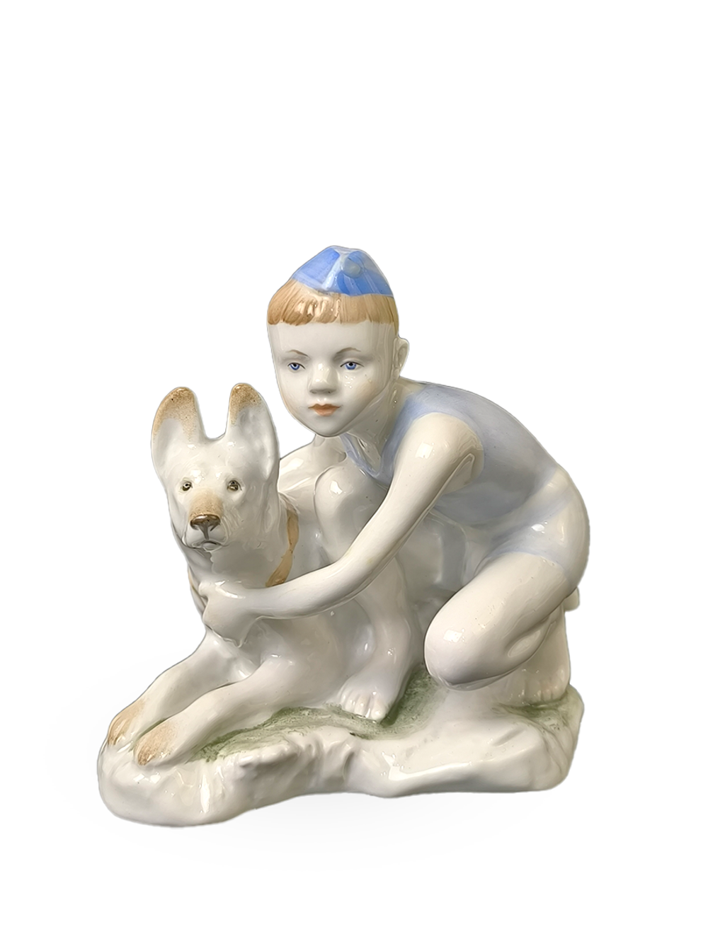 Фарфоровая статуэтка "Юный пограничник с собакой" ЛФЗ