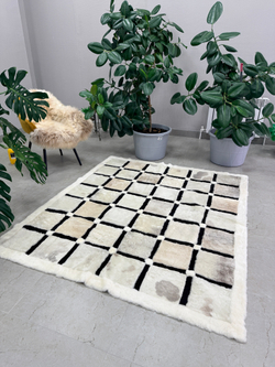 Ковер прямоугольный натуральный мех овчина, 210 х 170 см.